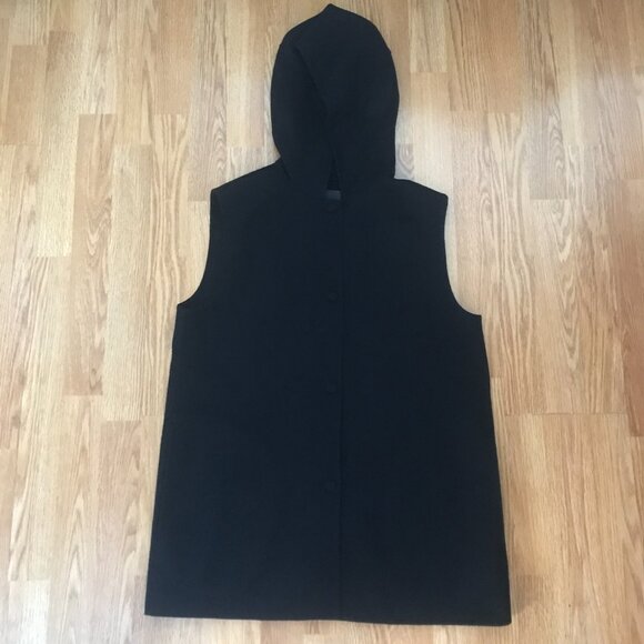 Theory Clairene Wool Cashmere Black Hooded Vest Size S - Picture 3 of 10